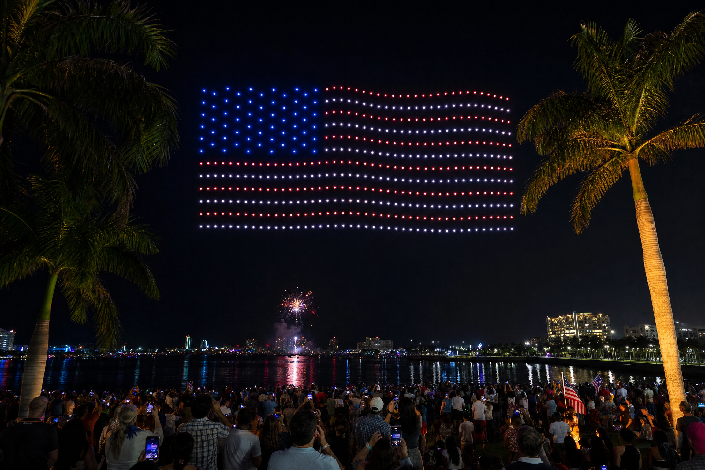 4th of July drone show American flag formation