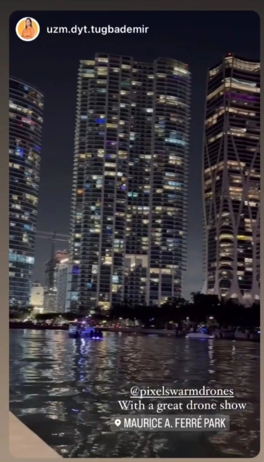 Pixel Swarm Drones colorful formation at night