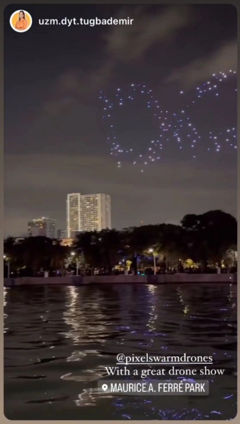 Drone light show over Biscayne Bay Miami