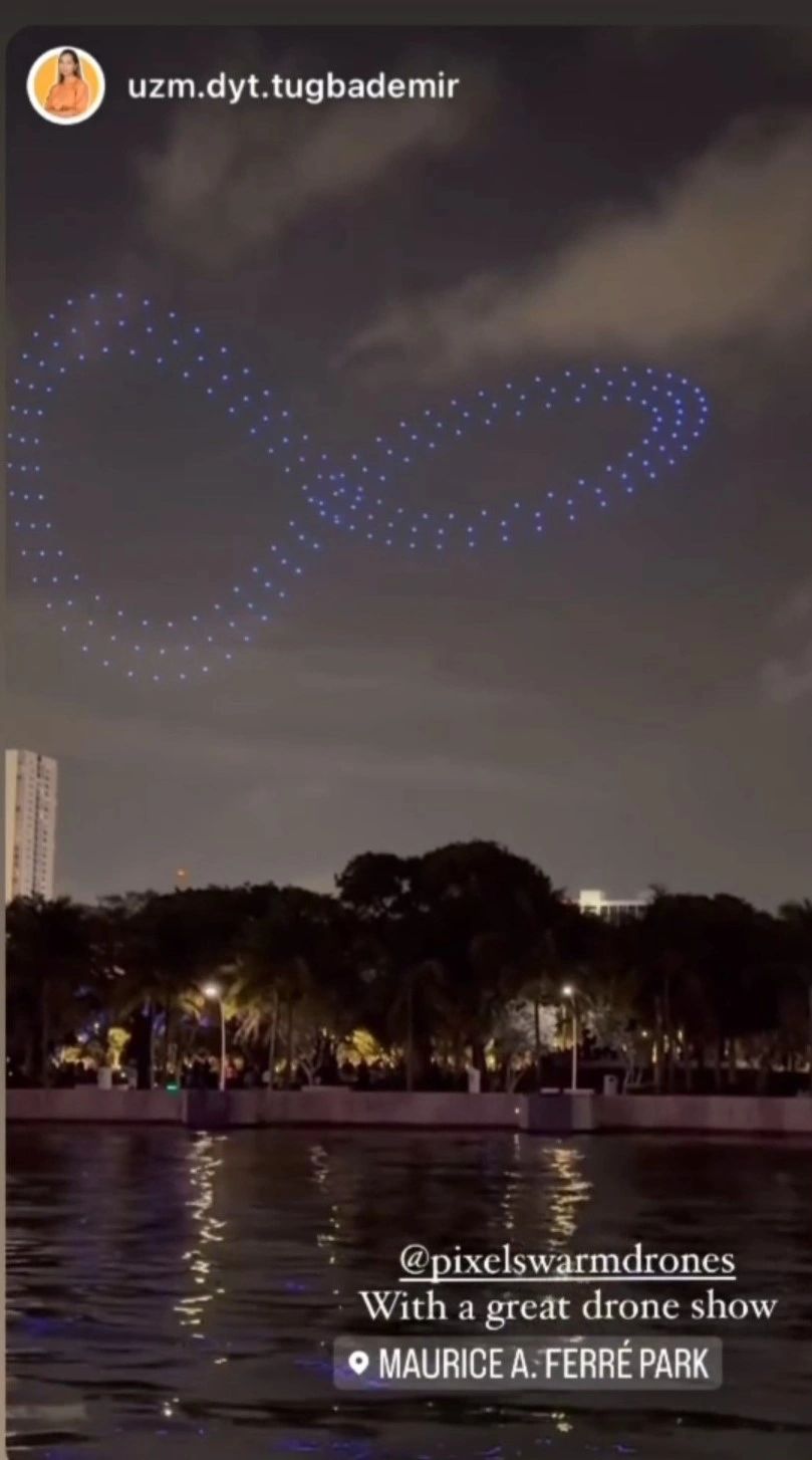 Spectator view of drone show at Maurice Ferre Park